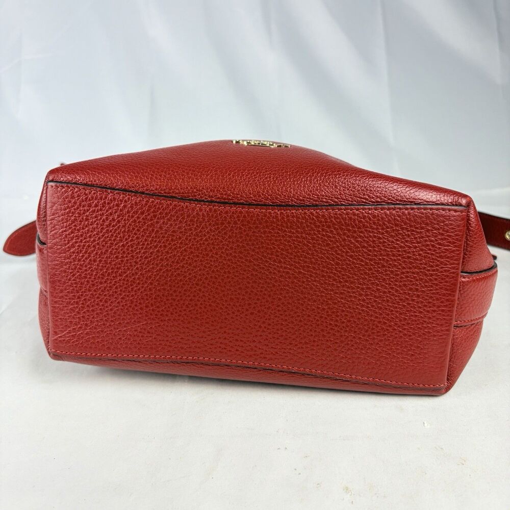 COACH C2818 Val Duffle Shoulder Bag in Pebble Red Leather 4"x12"x10" EUC - Picture 9 of 16